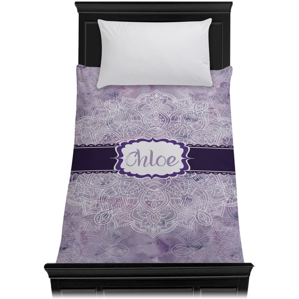 Watercolor Mandala Duvet Cover - Twin - On Bed - No Prop