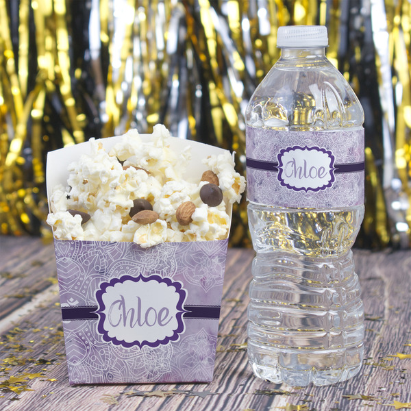 Watercolor Mandala French Fry Favor Box - w/ Water Bottle