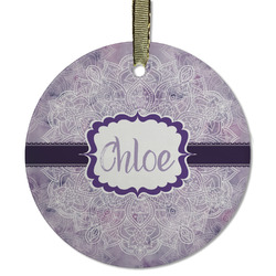 Watercolor Mandala Flat Glass Ornament - Round w/ Name or Text