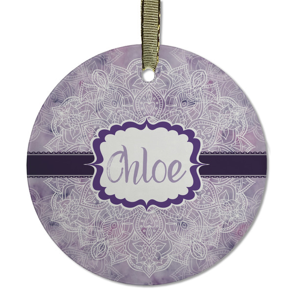 Watercolor Mandala Frosted Glass Ornament - Round