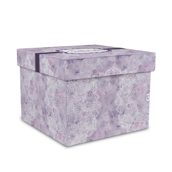 Custom Watercolor Mandala Gift Box with Lid - Canvas Wrapped - Medium (Personalized)