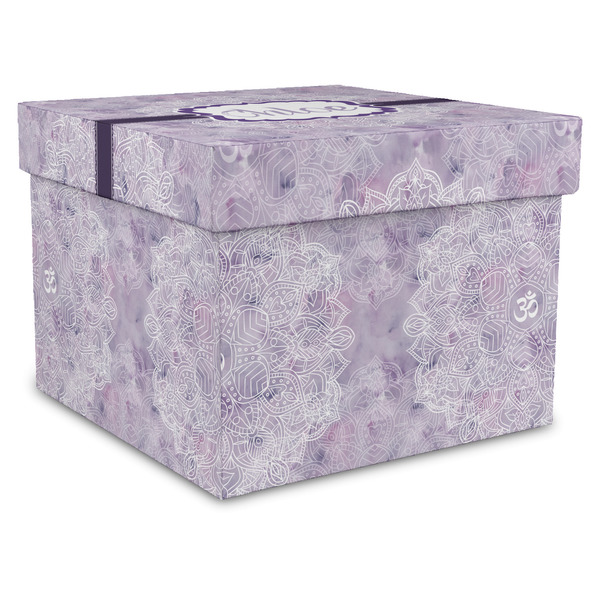 Custom Watercolor Mandala Gift Box with Lid - Canvas Wrapped - X-Large (Personalized)