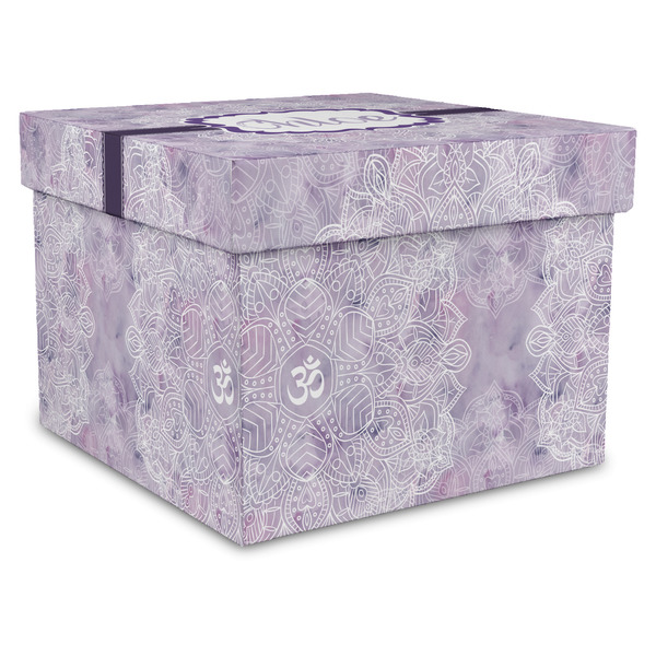 Custom Watercolor Mandala Gift Box with Lid - Canvas Wrapped - XX-Large (Personalized)