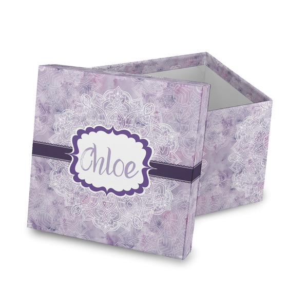 Custom Watercolor Mandala Gift Box with Lid - Canvas Wrapped (Personalized)