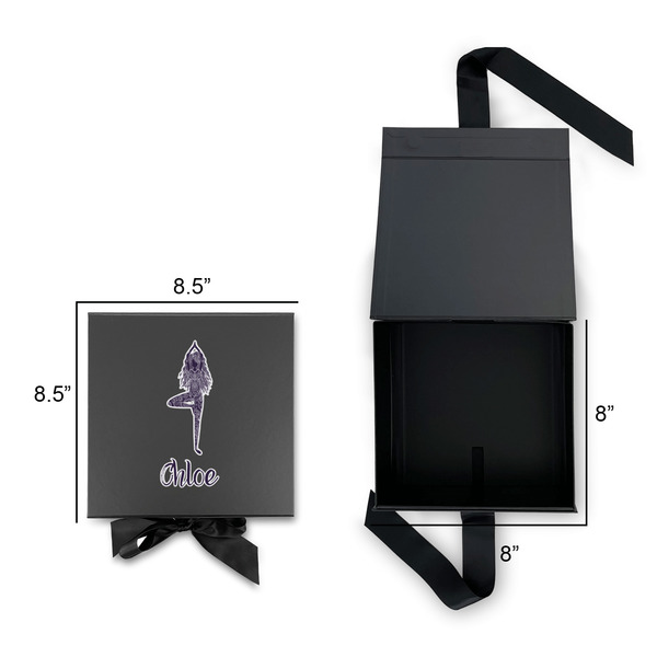 Watercolor Mandala Gift Boxes with Magnetic Lid - Black - Open & Closed