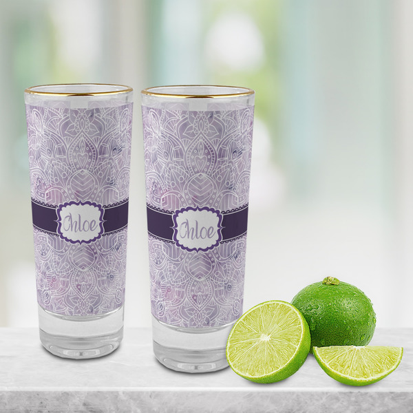 Watercolor Mandala Glass Shot Glass - 2 oz - LIFESTYLE