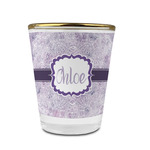 Watercolor Mandala Glass Shot Glass - 1.5 oz - with Gold Rim - Set of 4 (Personalized)