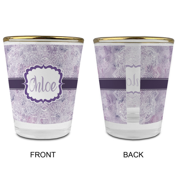 Watercolor Mandala Glass Shot Glass - with gold rim - APPROVAL