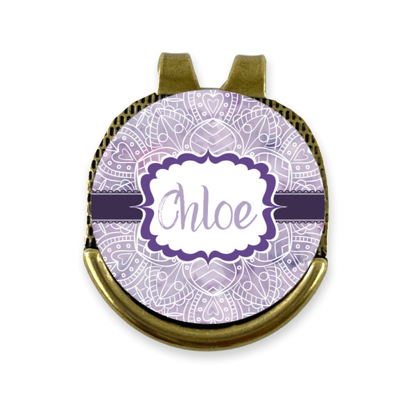 Custom Watercolor Mandala Golf Ball Marker - Hat Clip - Gold