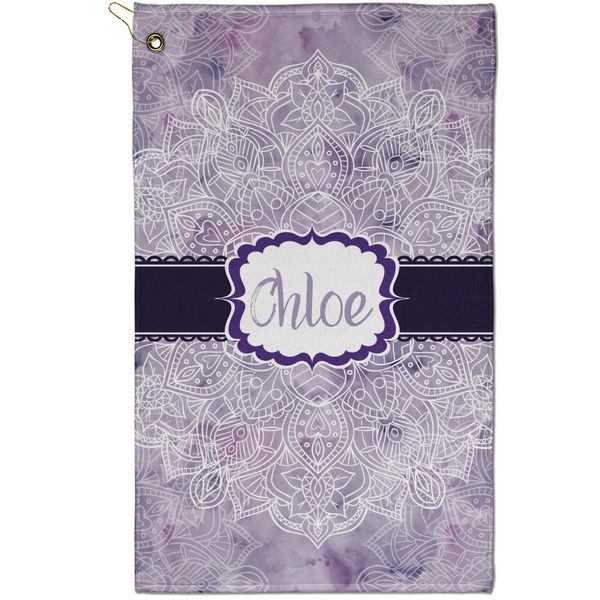 Custom Watercolor Mandala Golf Towel - Poly-Cotton Blend - Small w/ Name or Text
