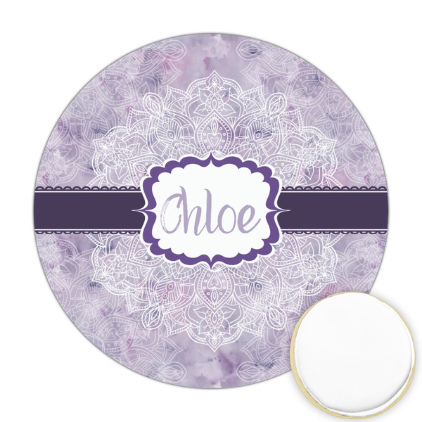 Custom Watercolor Mandala Printed Cookie Topper - Round (Personalized)