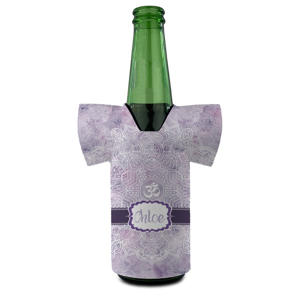 Watercolor Mandala Jersey Bottle Cooler - Set of 4 - FRONT (on bottle)