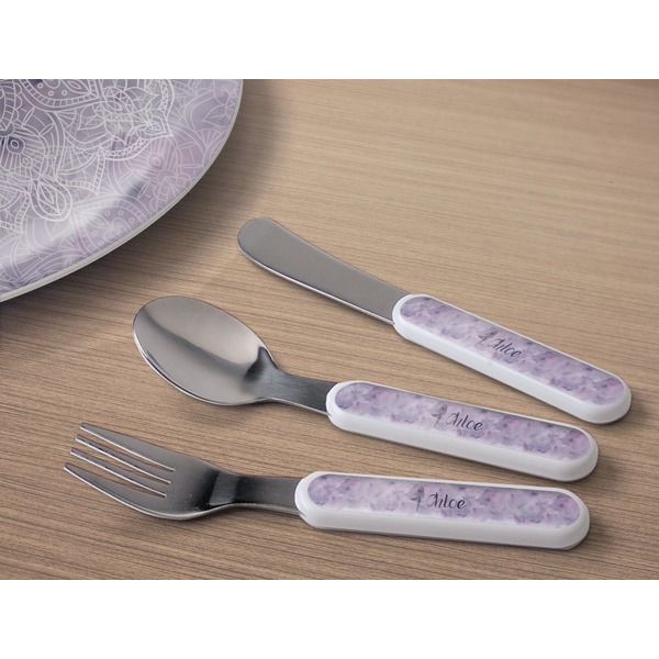 Watercolor Mandala Kids Flatware w/ Plate