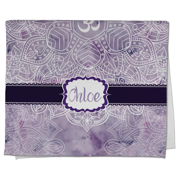 Custom Watercolor Mandala Kitchen Towel - Poly Cotton w/ Name or Text