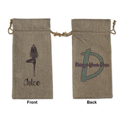 Watercolor Mandala Large Burlap Gift Bag - Front & Back (Personalized)