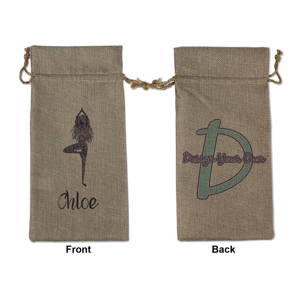 Custom Watercolor Mandala Large Burlap Gift Bag - Front & Back (Personalized)