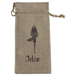 Watercolor Mandala Large Burlap Gift Bag - Front (Personalized)