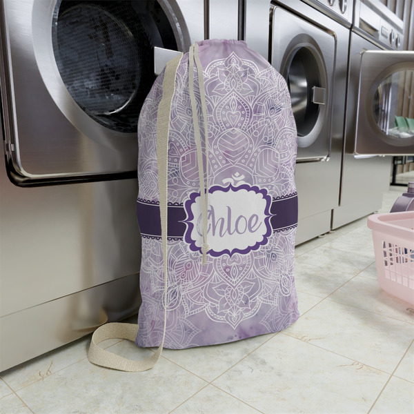 Watercolor Mandala Large Laundry Bag - In Context