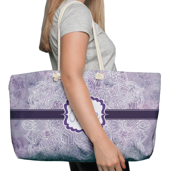 Watercolor Mandala Large Rope Tote Bag - In Context View