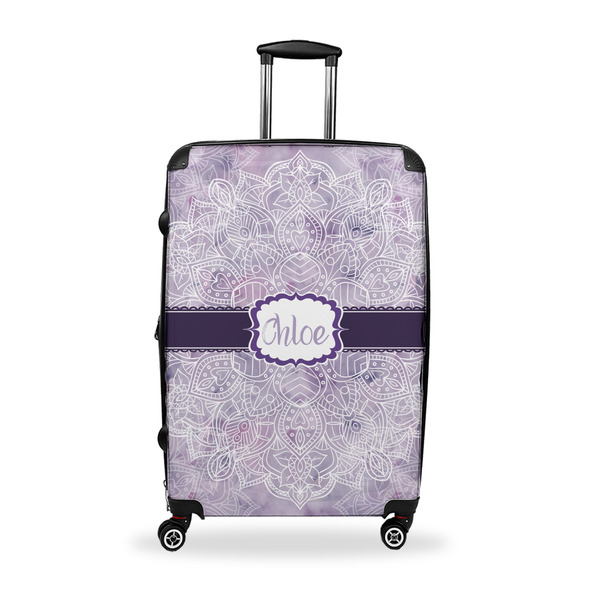 Custom Watercolor Mandala Suitcase - 28" Large - Checked w/ Name or Text