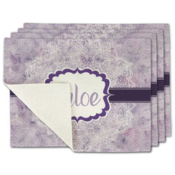Watercolor Mandala Single-Sided Linen Placemat - Set of 4 w/ Name or Text