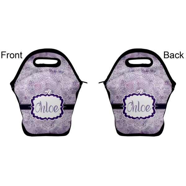 Watercolor Mandala Lunch Bag - Front and Back