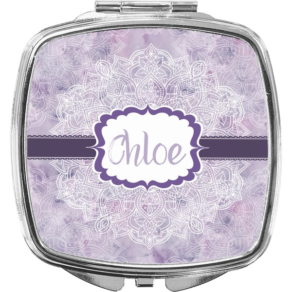 Custom Watercolor Mandala Compact Makeup Mirror (Personalized)