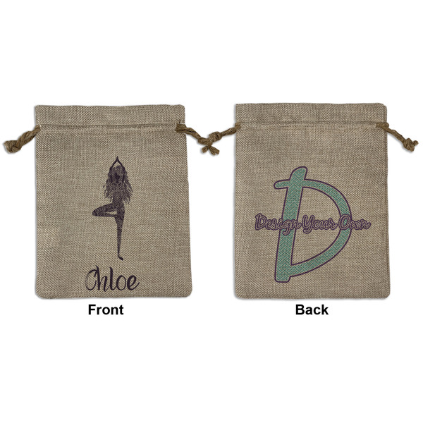 Custom Watercolor Mandala Medium Burlap Gift Bag - Front & Back (Personalized)