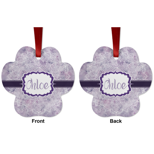 Watercolor Mandala Metal Paw Ornament - Front and Back