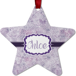 Watercolor Mandala Metal Star Ornament - Double Sided w/ Name or Text