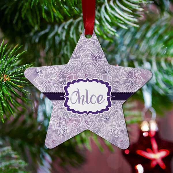 Watercolor Mandala Metal Star Ornament - Lifestyle