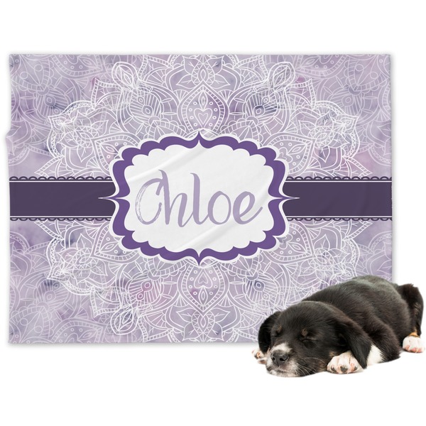 Custom Watercolor Mandala Dog Blanket - Large (Personalized)