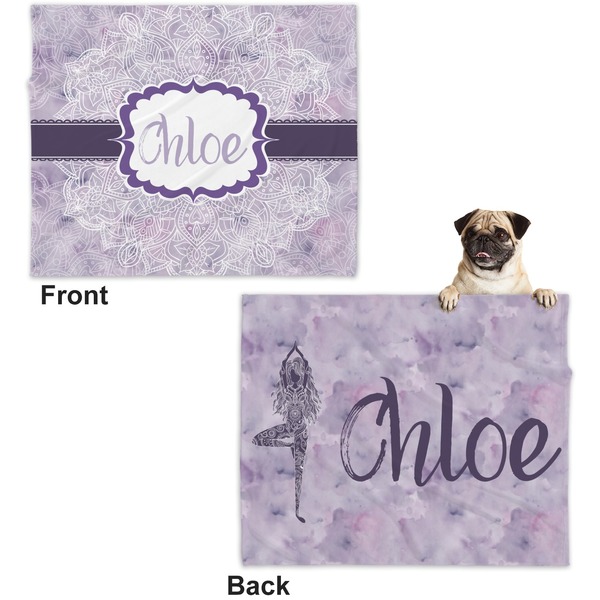 Watercolor Mandala Microfleece Dog Blanket - Large- Front & Back