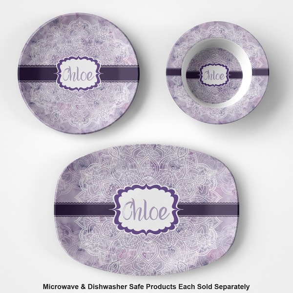 Watercolor Mandala Microwave & Dishwasher Safe CP Plastic Dishware - Group