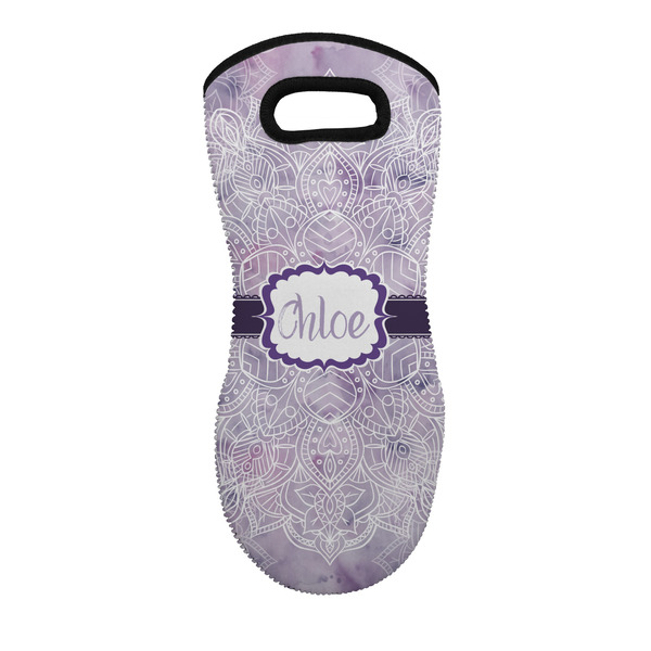 Custom Watercolor Mandala Neoprene Oven Mitt w/ Name or Text
