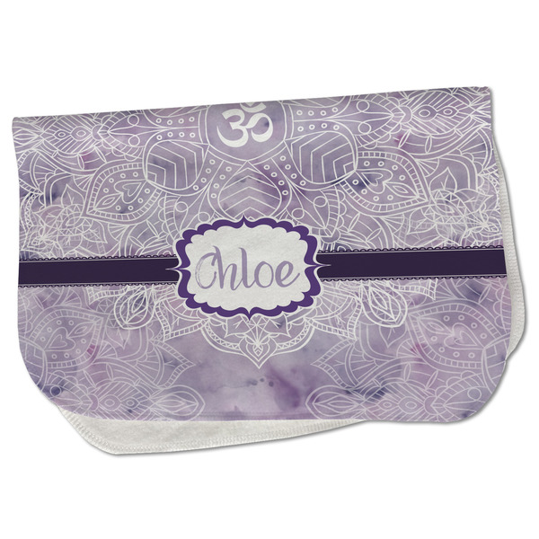 Custom Watercolor Mandala Burp Cloth - Fleece w/ Name or Text