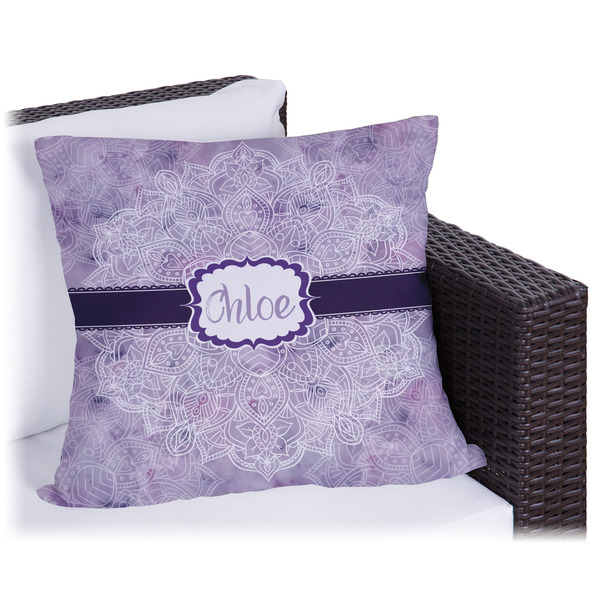 Custom Watercolor Mandala Outdoor Pillow - 18" (Personalized)