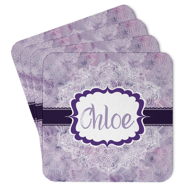 Custom Watercolor Mandala Paper Coasters w/ Name or Text