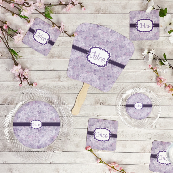 Watercolor Mandala Party Supplies Combination Image - All items - Plates, Coasters, Fans