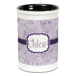 Watercolor Mandala Ceramic Pencil Holders - Black