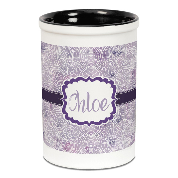 Watercolor Mandala Pencil Holder - Black