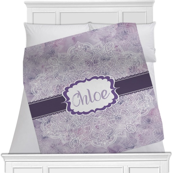 Custom Watercolor Mandala Minky Blanket - Toddler / Throw - 60"x50" - Double Sided (Personalized)