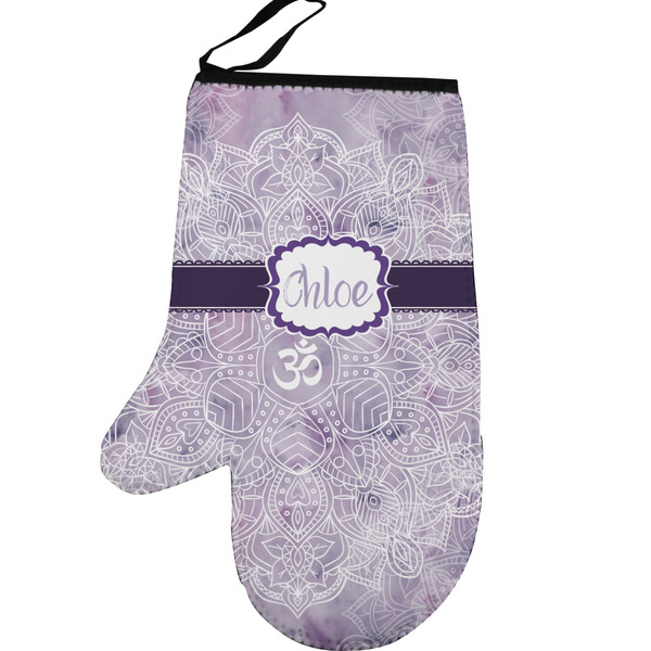 Watercolor Mandala Personalized Oven Mitt - Left