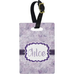 Watercolor Mandala Plastic Luggage Tag - Rectangular w/ Name or Text