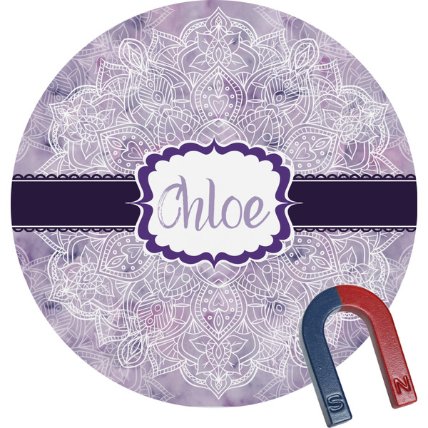 Custom Watercolor Mandala Round Fridge Magnet (Personalized)