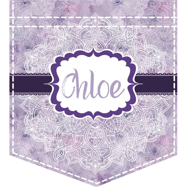 Custom Watercolor Mandala Iron On Faux Pocket (Personalized)