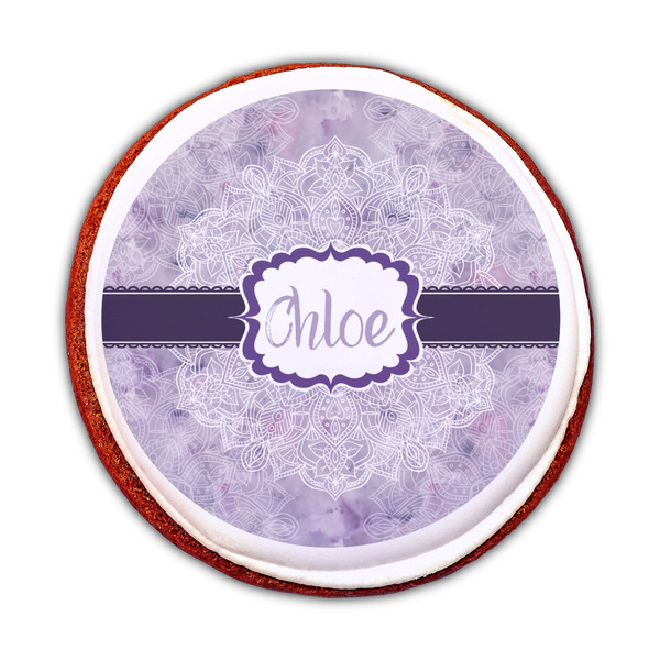 Watercolor Mandala Printed Icing Circle - Medium - On Cookie