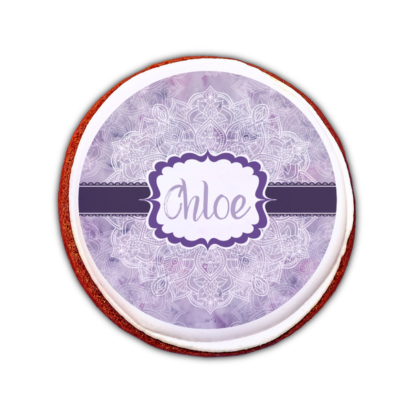 Watercolor Mandala Printed Icing Circle - Small - On Cookie