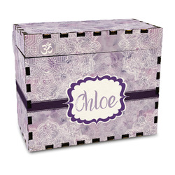 Watercolor Mandala Wood Recipe Box - Full Color Print (Personalized)