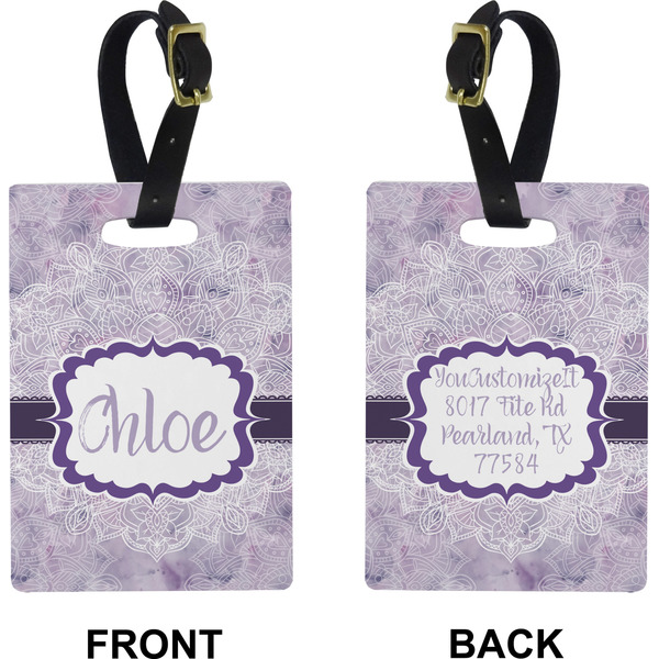 Watercolor Mandala Rectangle Luggage Tag (Front + Back)